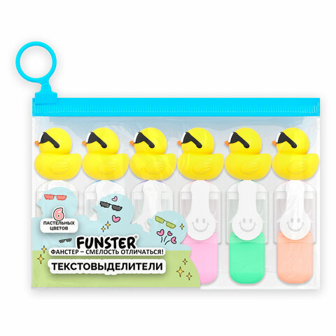 Набор текстовыделителей с топперами 6 ЦВЕТОВ ПАСТЕЛЬ, "КРУТЫЕ УТЯТА", Набор текстовыделителей с топперами 6 ЦВЕТОВ ПАСТЕЛЬ, "КРУТЫЕ УТЯТА",