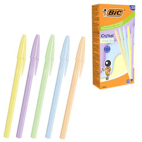 Ручка шариковая BIC "Cristal Pastel", СИНЯЯ, корпус ассорти, узел 1,0 Ручка шариковая BIC "Cristal Pastel", СИНЯЯ, корпус ассорти, узел 1,0