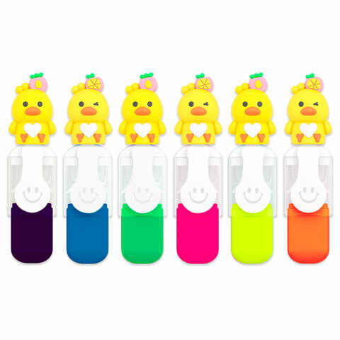 Набор текстовыделителей с топперами 6 ЦВЕТОВ НЕОН, "НЕЖНЫЕ ЦЫПЛЯТА",