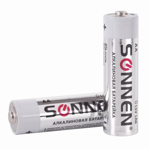 Батарейки SONNEN Alkaline, АА (LR06, 15А), алкалиновые, КОМПЛЕКТ 10 шт., в Батарейки SONNEN Alkaline, АА (LR06, 15А), алкалиновые, КОМПЛЕКТ 10 шт., в