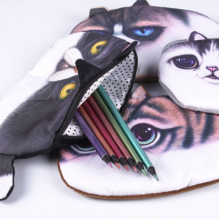 Пенал "Darvish" текстиль Котик ассорти