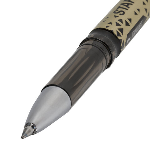 Ручка стираемая гелевая STAFF, ЧЕРНАЯ, хромированные детали, узел 0,5 мм, линия