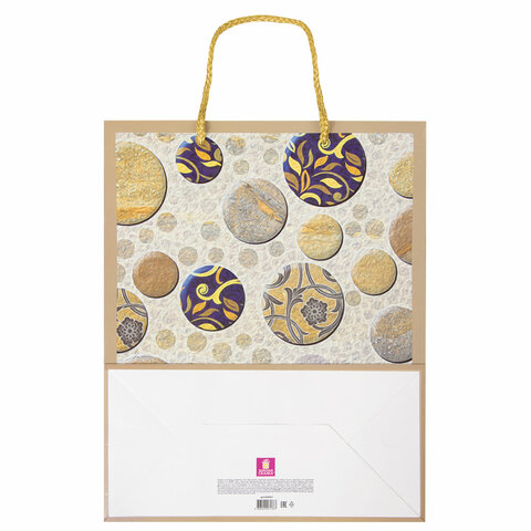 Пакет подарочный 26x12,7x32,4 см, ЗОЛОТАЯ СКАЗКА "Мраморная