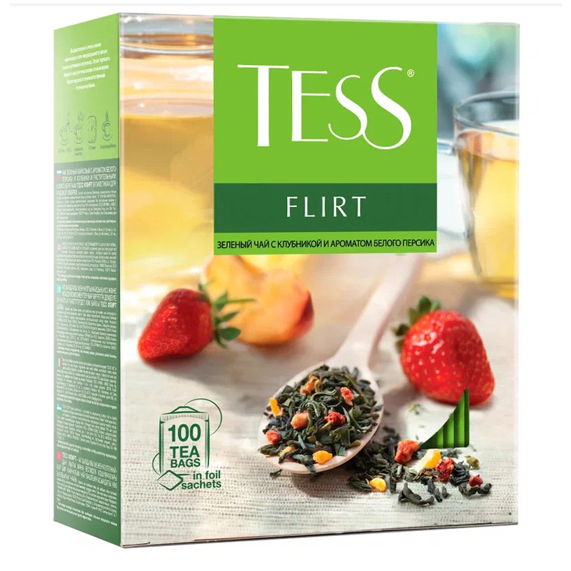 Чай Tess "Flirt", зеленый, 100 фольг. пакетиков по 1,5г Чай Tess "Flirt", зеленый, 100 фольг. пакетиков по 1,5г