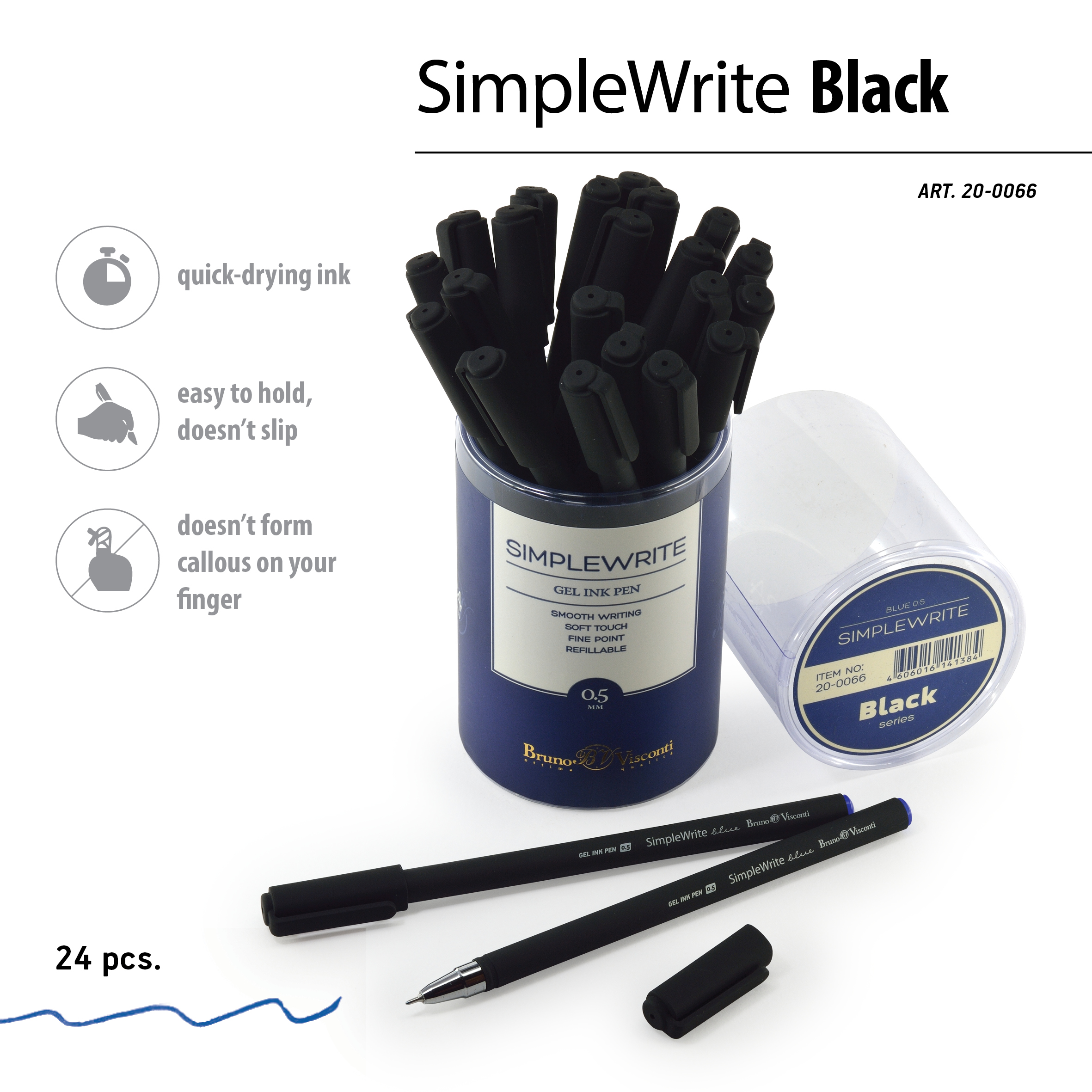 РУЧКА "SimpleWrite BLACK" ГЕЛЕВАЯ 0.5 ММ, СИНЯЯ РУЧКА "SimpleWrite BLACK" ГЕЛЕВАЯ 0.5 ММ, СИНЯЯ
