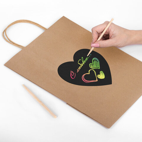 Пакет подарочный КОМПЛЕКТ 7 шт., 26x13x32 см, скретч-слой + стилус, "Heart Пакет подарочный КОМПЛЕКТ 7 шт., 26x13x32 см, скретч-слой + стилус, "Heart