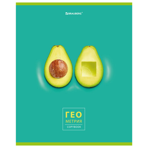 Тетрадь предметная "AVOCADO" 48 л., глянцевый лак, ГЕОМЕТРИЯ, клетка, Тетрадь предметная "AVOCADO" 48 л., глянцевый лак, ГЕОМЕТРИЯ, клетка,