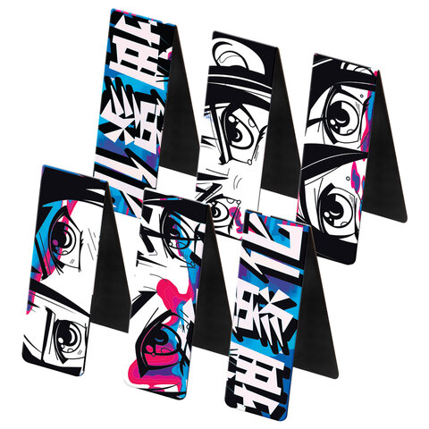 Закладки для книг МАГНИТНЫЕ, "АНИМЕ", комплект 12 штук, 60x20 мм, Закладки для книг МАГНИТНЫЕ, "АНИМЕ", комплект 12 штук, 60x20 мм,