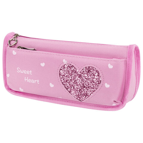 Пенал-косметичка ЮНЛАНДИЯ, 2 отделения, полиэстер, "Heart", розовый, Пенал-косметичка ЮНЛАНДИЯ, 2 отделения, полиэстер, "Heart", розовый,
