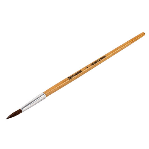 Кисть BRAUBERG, из ворса пони, круглая, № 4, 200190