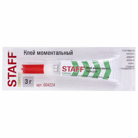 Клей моментальный (суперклей) STAFF НОВАЯ УПАКОВКА, 3 г, на ленте, 604224 Клей моментальный (суперклей) STAFF НОВАЯ УПАКОВКА, 3 г, на ленте, 604224