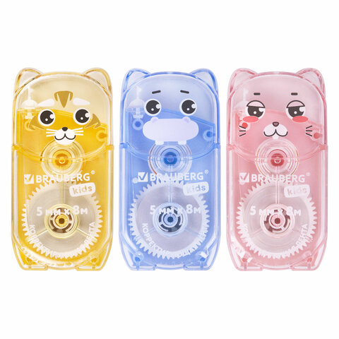 Корректирующая лента BRAUBERG KIDS "ЗВЕРЯТА", 5 мм х 8 м, механизм Корректирующая лента BRAUBERG KIDS "ЗВЕРЯТА", 5 мм х 8 м, механизм