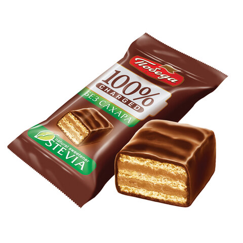 Конфеты ПОБЕДА ВКУСА "Чаржед" вафельные, БЕЗ САХАРА, в молочном Конфеты ПОБЕДА ВКУСА "Чаржед" вафельные, БЕЗ САХАРА, в молочном