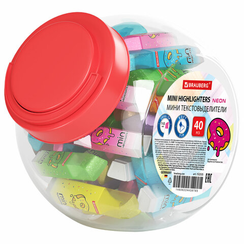 Текстовыделитель мини с принтами BRAUBERG "NEON", АССОРТИ В Текстовыделитель мини с принтами BRAUBERG "NEON", АССОРТИ В