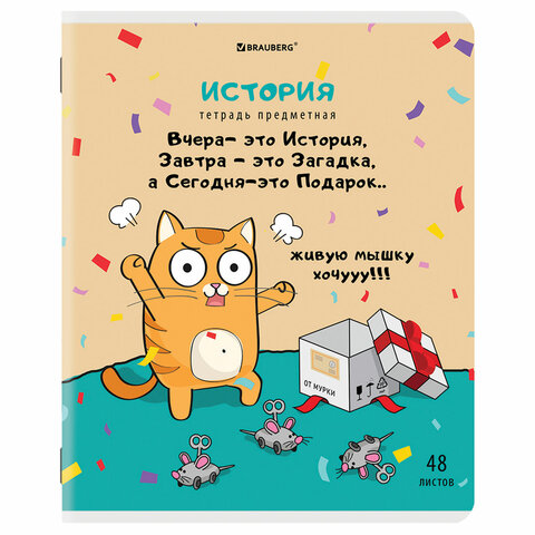 Тетрадь предметная "КОТ-ЭНТУЗИАСТ" 48 л., TWIN-лак, ИСТОРИЯ, клетка, Тетрадь предметная "КОТ-ЭНТУЗИАСТ" 48 л., TWIN-лак, ИСТОРИЯ, клетка,