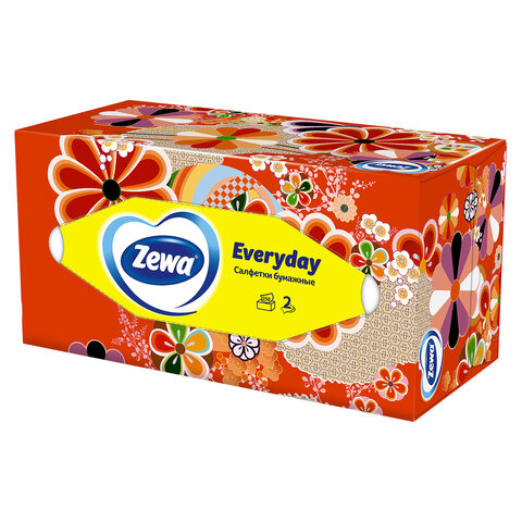 Салфетки косметические 2-слойные в картонном коробе, 250 штук, ZEWA Everyday, Салфетки косметические 2-слойные в картонном коробе, 250 штук, ZEWA Everyday,