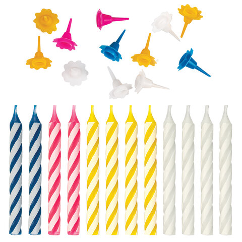 Набор свечей для торта 12 шт., 8 см, с держателями, ЗОЛОТАЯ СКАЗКА, в блистере, Набор свечей для торта 12 шт., 8 см, с держателями, ЗОЛОТАЯ СКАЗКА, в блистере,