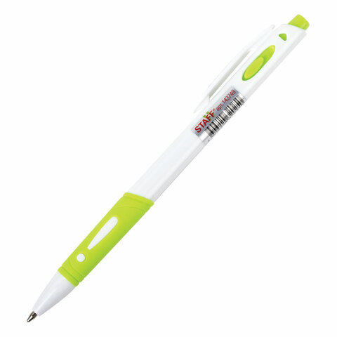 Ручка шариковая автоматическая с грипом STAFF "College BP-16 White", Ручка шариковая автоматическая с грипом STAFF "College BP-16 White",