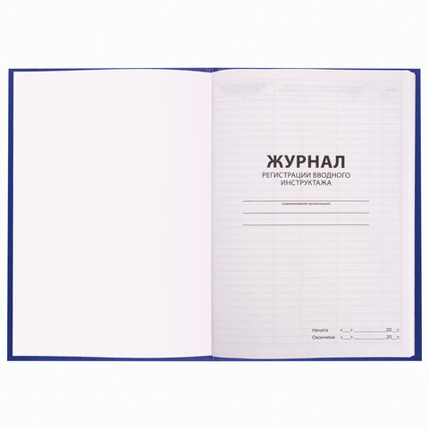 Журнал регистрации вводного инструктажа, 96 л., А4 200х290 мм, бумвинил, офсет