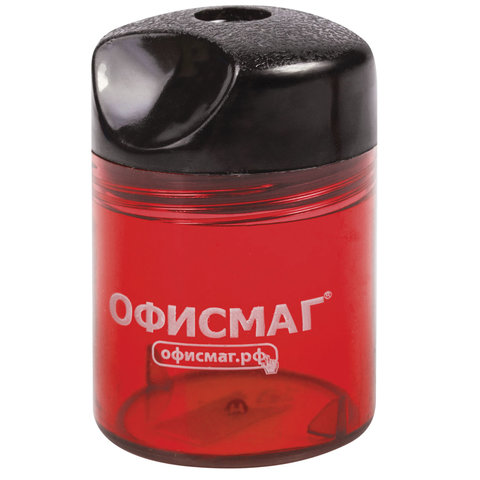 Точилка ОФИСМАГ с контейнером, пластиковая, цилиндрическая, красная, 226940 Точилка ОФИСМАГ с контейнером, пластиковая, цилиндрическая, красная, 226940