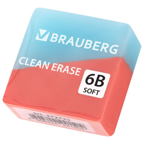 Ластик BRAUBERG "PASTEL COLOR DUO", 34х34х14 мм, квадратный,