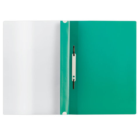 Скоросшиватель пластиковый с перфорацией BRAUBERG, А4, 140/180 мкм, зеленый,