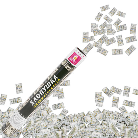 Хлопушка пневматическая 40 см "DOLLARS", бумага, наполнитель