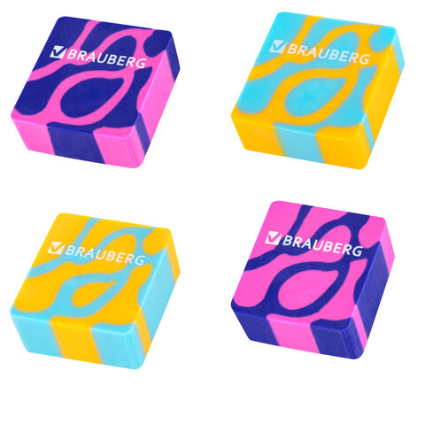 Ластик BRAUBERG "CLARITY", 34х34х14 мм, квадратный, экологичный ПВХ,
