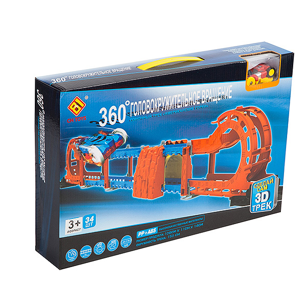 Автотрек 360о Головокружительное вращение, со светом и музык,34 дет.,BOX 46?8?30 Автотрек 360о Головокружительное вращение, со светом и музык,34 дет.,BOX 46?8?30