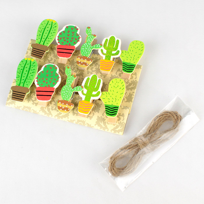 Прищепки декоративные деревянные 10шт/уп "Кактус" (набор)