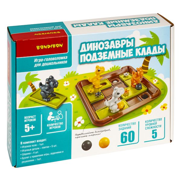 Логическая игра Bondibon "Динозавры.Подземные клады", арт. Т240 Логическая игра Bondibon "Динозавры.Подземные клады", арт. Т240