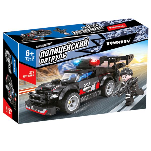 Конструктор Bondibon, Полицейский Патруль, Машина, 277 деталей Конструктор Bondibon, Полицейский Патруль, Машина, 277 деталей