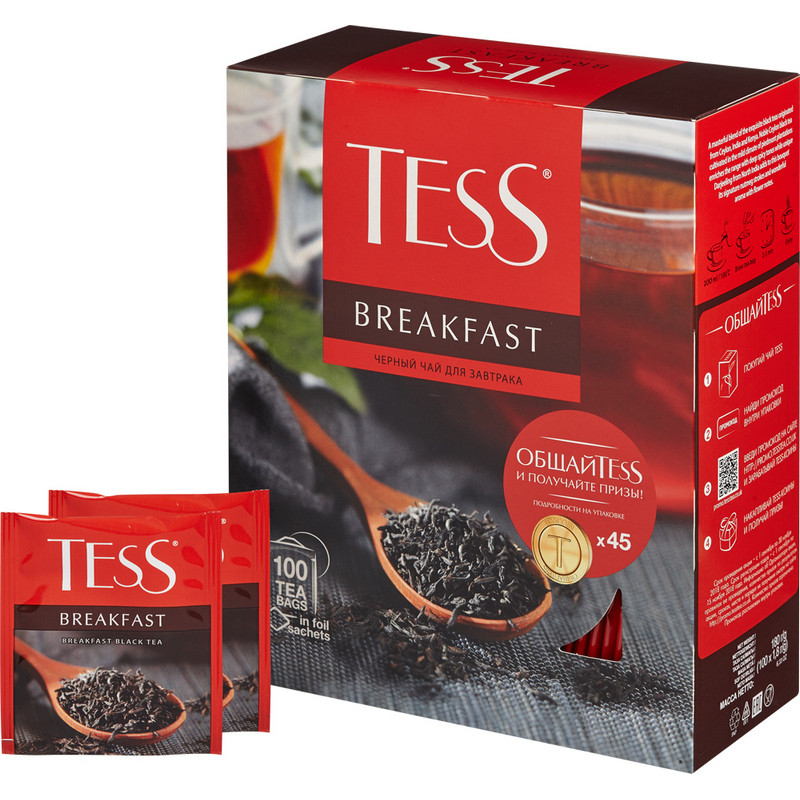 Чай TESS Брекфаст черный 100 пак/уп Чай TESS Брекфаст черный 100 пак/уп