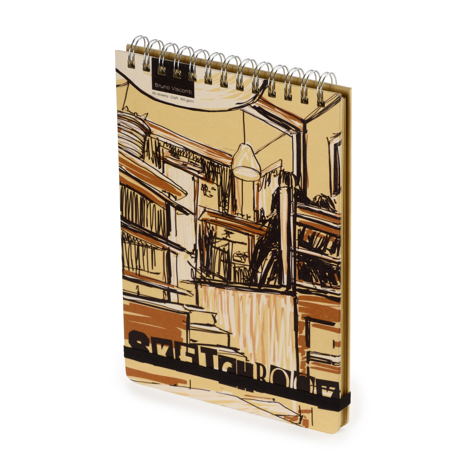 SKETCHBOOK BV, 180х260 мм, 60Л, КРАФТ 100 гр, НА ГРЕБНЕ (4 ВИДА)