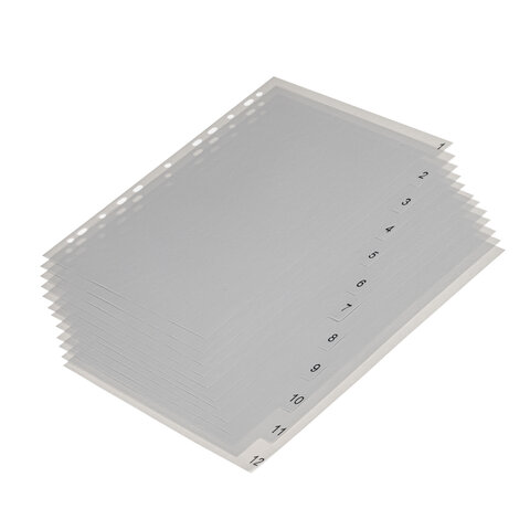 Разделитель пластиковый BRAUBERG, А4, 12 листов, цифровой 1-12, оглавление,