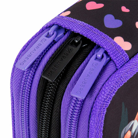 Пенал BRAUBERG, 3 отделения, полиэстер, 21х14 см, "Sleeping kitten", Пенал BRAUBERG, 3 отделения, полиэстер, 21х14 см, "Sleeping kitten",