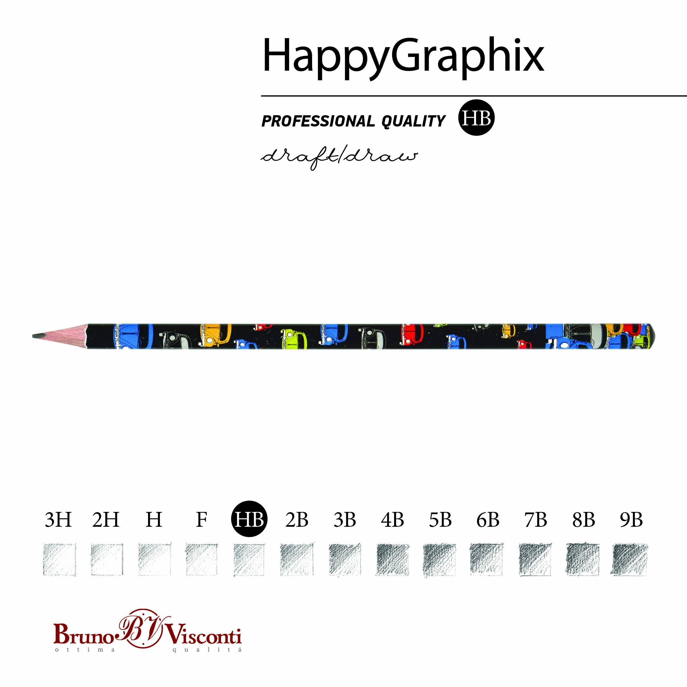 КАРАНДАШ ЧЕРНОГРАФИТОВЫЙ "HappyGraphix" ЦВЕТНЫЕ АВТОМОБИЛИ НВ