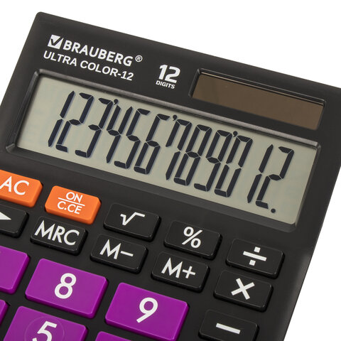 Калькулятор настольный BRAUBERG ULTRA COLOR-12-BKPR (192x143 мм), 12 разрядов, Калькулятор настольный BRAUBERG ULTRA COLOR-12-BKPR (192x143 мм), 12 разрядов,