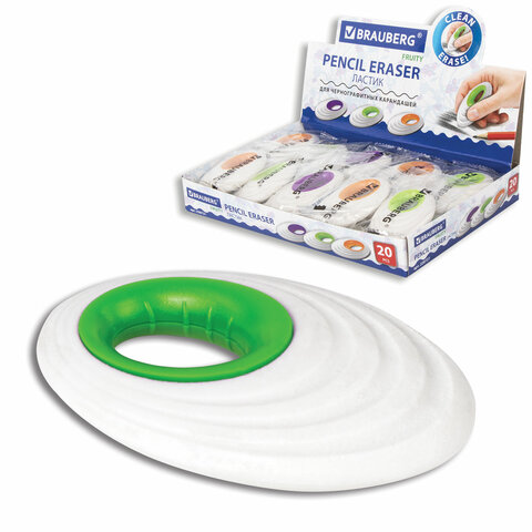 Ластик BRAUBERG "Fruity", 65х40х13 мм, корпус ассорти, термопластичная Ластик BRAUBERG "Fruity", 65х40х13 мм, корпус ассорти, термопластичная
