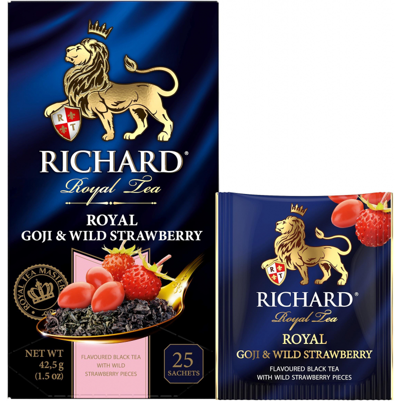 Чай Richard Royal Goji & Wild Strawberry, черный, ароматизированный, 25шт/уп Чай Richard Royal Goji & Wild Strawberry, черный, ароматизированный, 25шт/уп