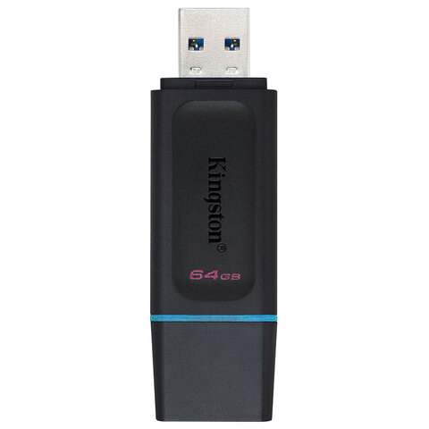 Флеш-диск 64GB KINGSTON DataTraveler Exodia, разъем USB 3.2, черный/бирюзовый,