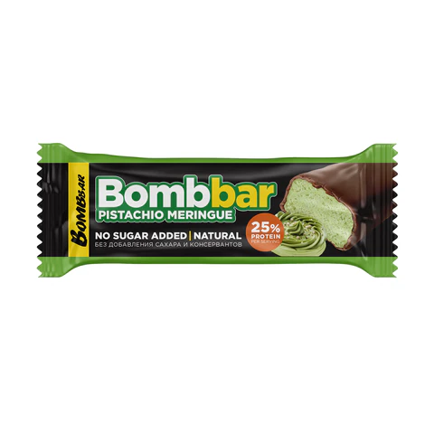 Батончик BOMBBAR "Фисташковая меренга" без сахара 40 г, шоу-бокс,