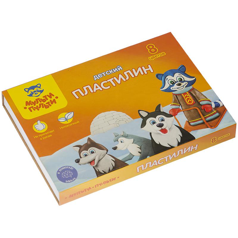 Пластилин "Енот на Аляске" 08 цветов, 120гр, со стеком ДП_10233 Пластилин "Енот на Аляске" 08 цветов, 120гр, со стеком ДП_10233