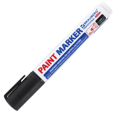 Маркер-краска лаковый (paint marker) 6 мм, ЧЕРНЫЙ, НИТРО-ОСНОВА, BRAUBERG PRO Маркер-краска лаковый (paint marker) 6 мм, ЧЕРНЫЙ, НИТРО-ОСНОВА, BRAUBERG PRO