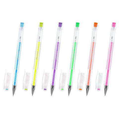 Ручки гелевые ПАСТЕЛЬ BRAUBERG "EXTRA", НАБОР 6 ЦВЕТОВ, узел 0,7 мм,