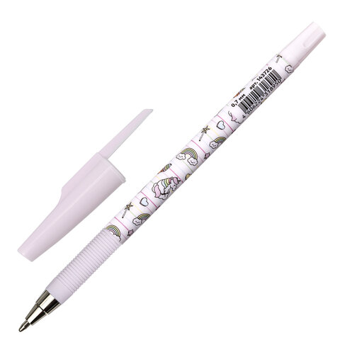 Ручка шариковая ЮНЛАНДИЯ "UNICORN", синяя, SOFT TOUCH покрытие, узел