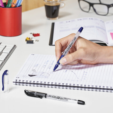 Ручка гелевая с грипом BIC "Gelocity Stic", ЧЕРНАЯ, узел 0,5 мм, линия Ручка гелевая с грипом BIC "Gelocity Stic", ЧЕРНАЯ, узел 0,5 мм, линия