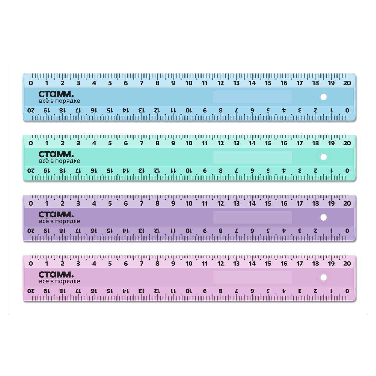 Линейка 20см СТАММ, пластиковая, 2 шкалы, непрозрачная, пастельные цвета, Линейка 20см СТАММ, пластиковая, 2 шкалы, непрозрачная, пастельные цвета,