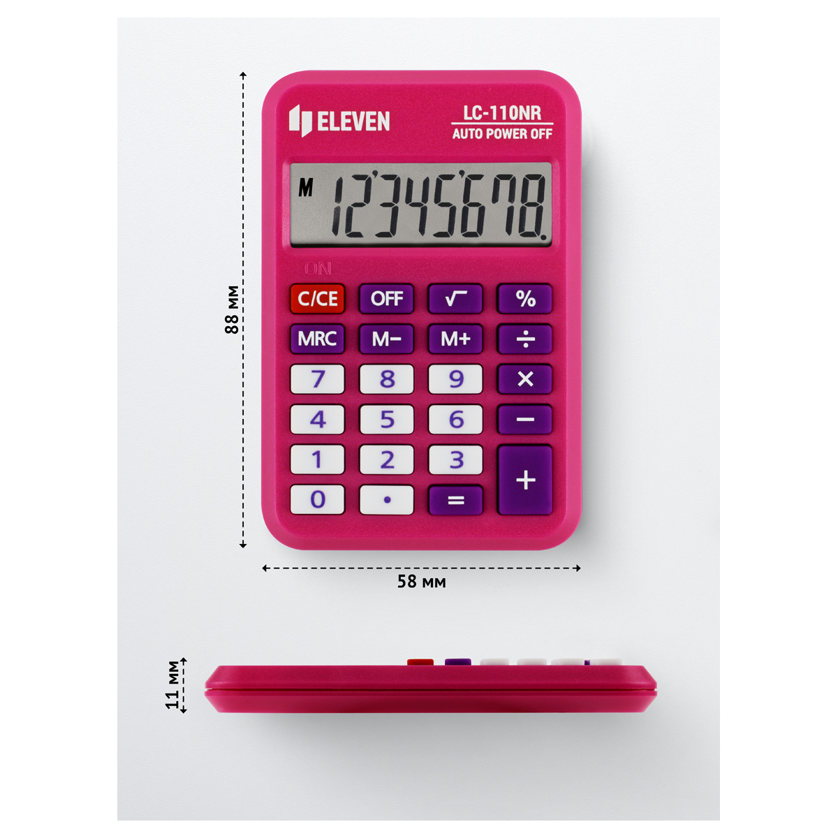 Калькулятор карманный Eleven LC-110NR-PK, 8 разрядов, питание от батарейки, Калькулятор карманный Eleven LC-110NR-PK, 8 разрядов, питание от батарейки,