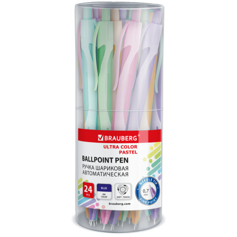 Ручка шариковая автоматическая BRAUBERG ULTRA COLOR PASTEL, soft-touch, СИНЯЯ, Ручка шариковая автоматическая BRAUBERG ULTRA COLOR PASTEL, soft-touch, СИНЯЯ,